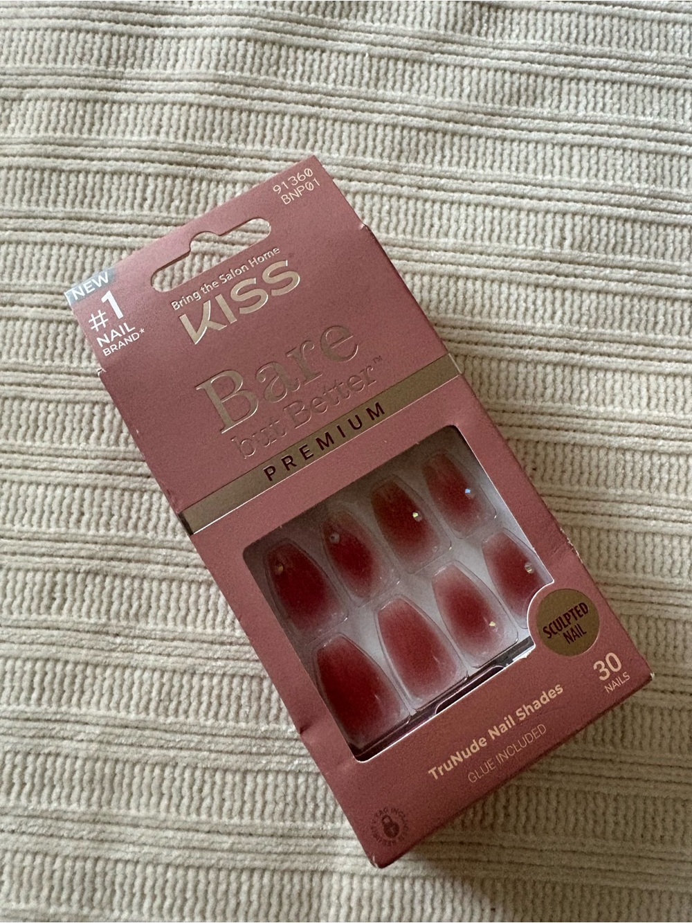 Kiss Bare But Better Premium Press-On Nails - Dusty Rose Ombre with Tiny Gems